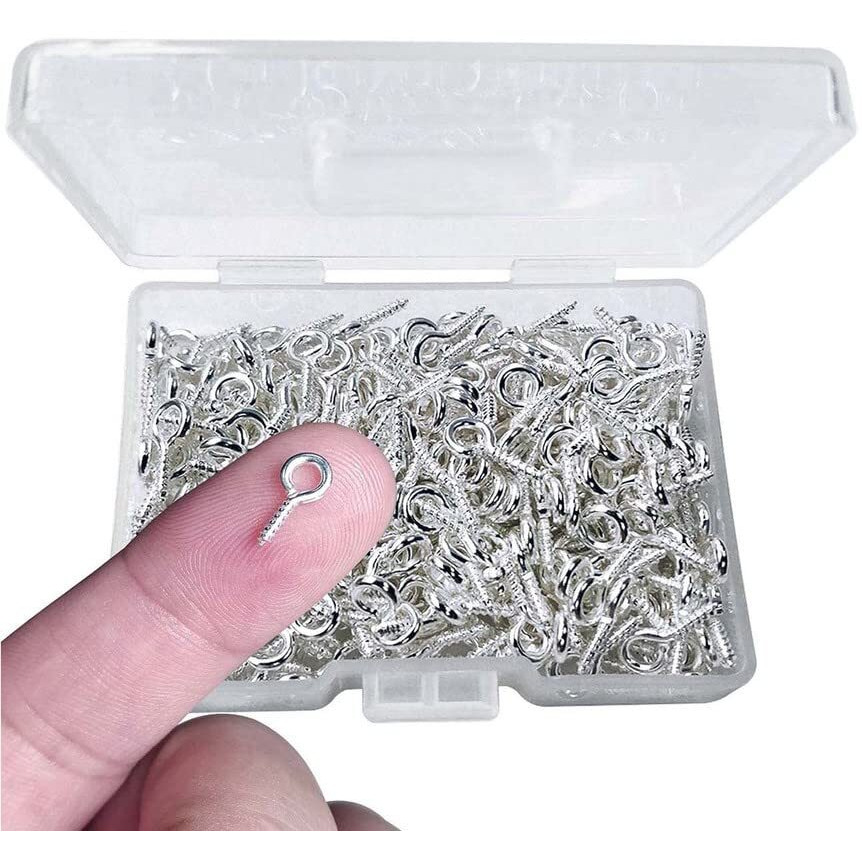 Diy Crafts 40, Nickel Silver Colour, Screw Eye Pins Hooks Eyelets Screw Threaded For Jewelry Making Findings Diy (40, Nickel Silver Colour)