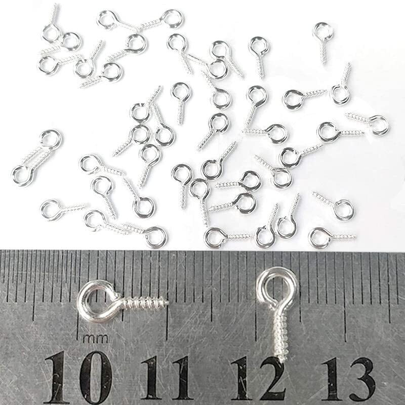 Diy Crafts 40, Nickel Silver Colour, Screw Eye Pins Hooks Eyelets Screw Threaded For Jewelry Making Findings Diy (40, Nickel Silver Colour)