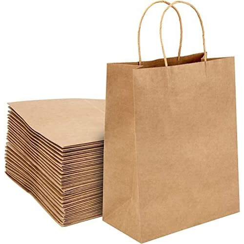 Aminit Paper Bags, Gift Bags With Handles, Small Craft Shopping Bags In Bulk For Boutiques, Small Business, Retail Stores, Gifts & Merchandise(12X16X5 Inch,Brown)