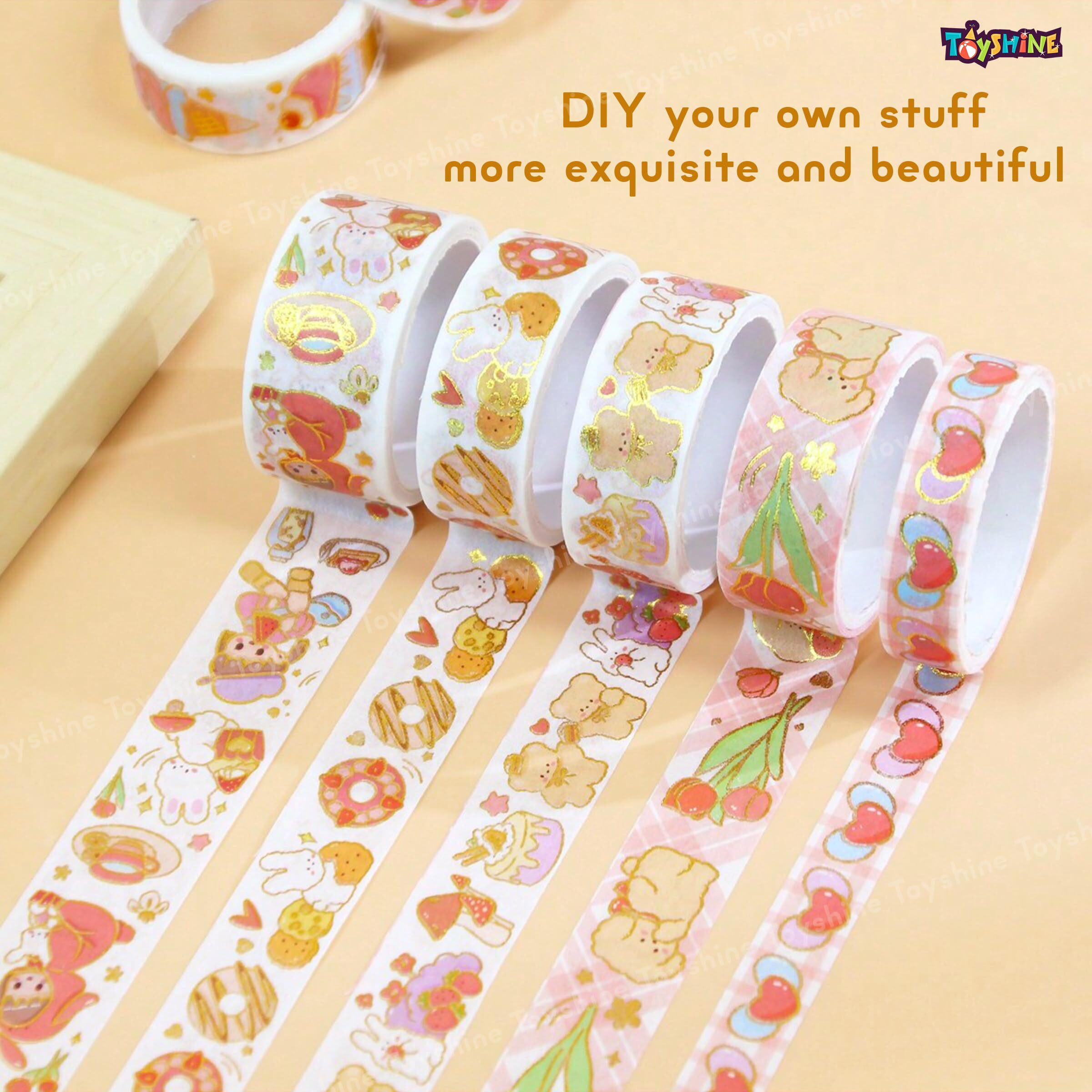 Toyshine 20 Rolls Kawaii Washi Tape Set Decorative Tape Art Supplies For Girls Aesthetic Decor For Scrapbook Journaling Kid's Diy Craft Office Supplies
