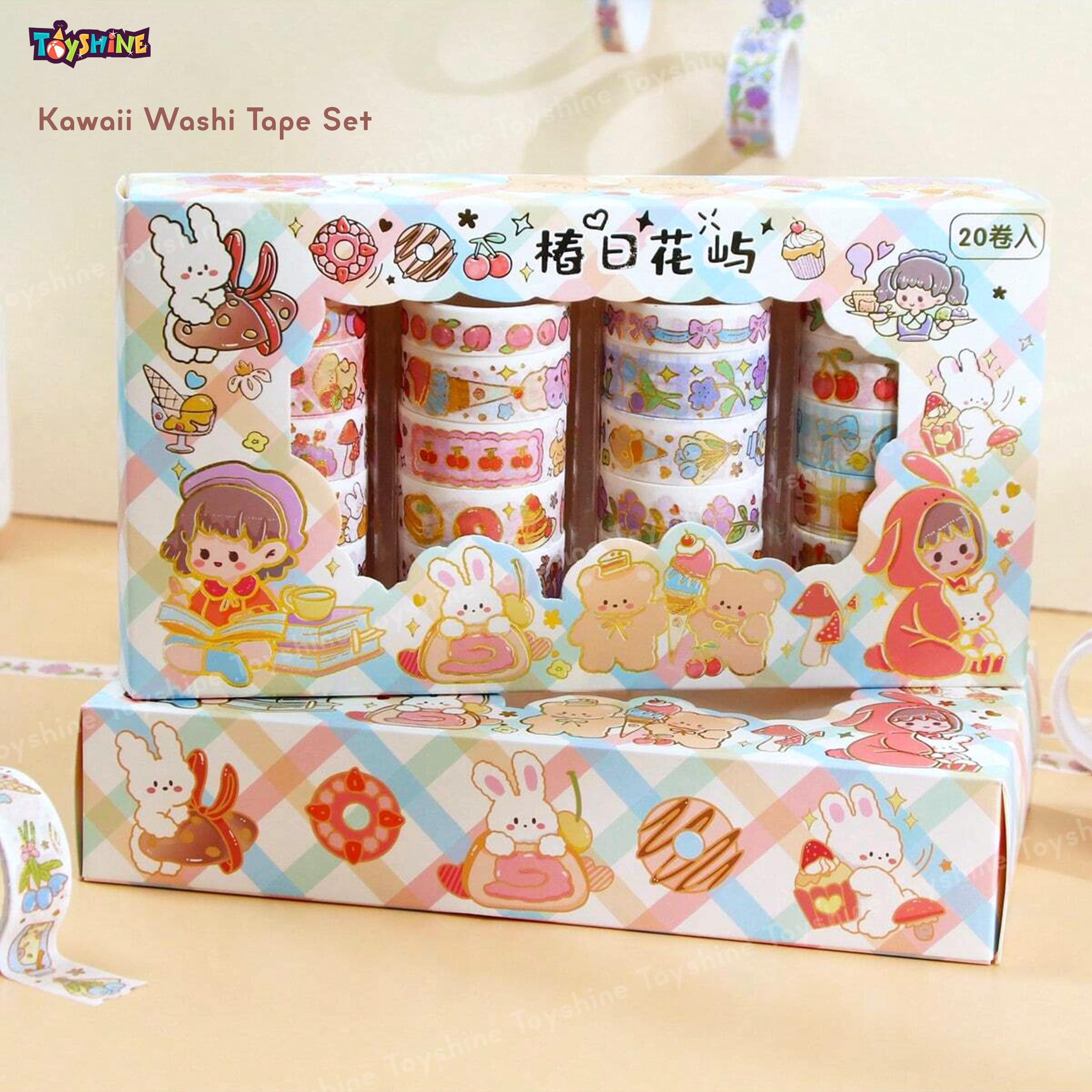 Toyshine 20 Rolls Kawaii Washi Tape Set Decorative Tape Art Supplies For Girls Aesthetic Decor For Scrapbook Journaling Kid's Diy Craft Office Supplies