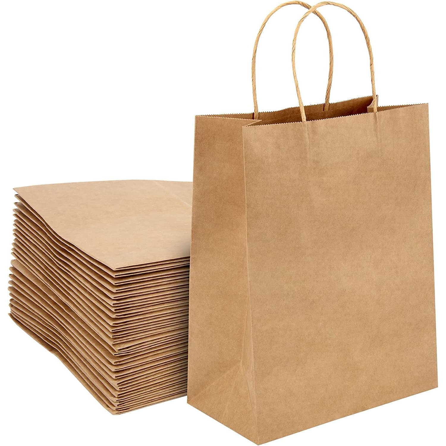 Aminit Paper Bags, Gift Bags With Handles, Small Craft Shopping Bags In Bulk For Boutiques, Small Business, Retail Stores, Gifts & Merchandise(10X13X5 Inch,Brown)