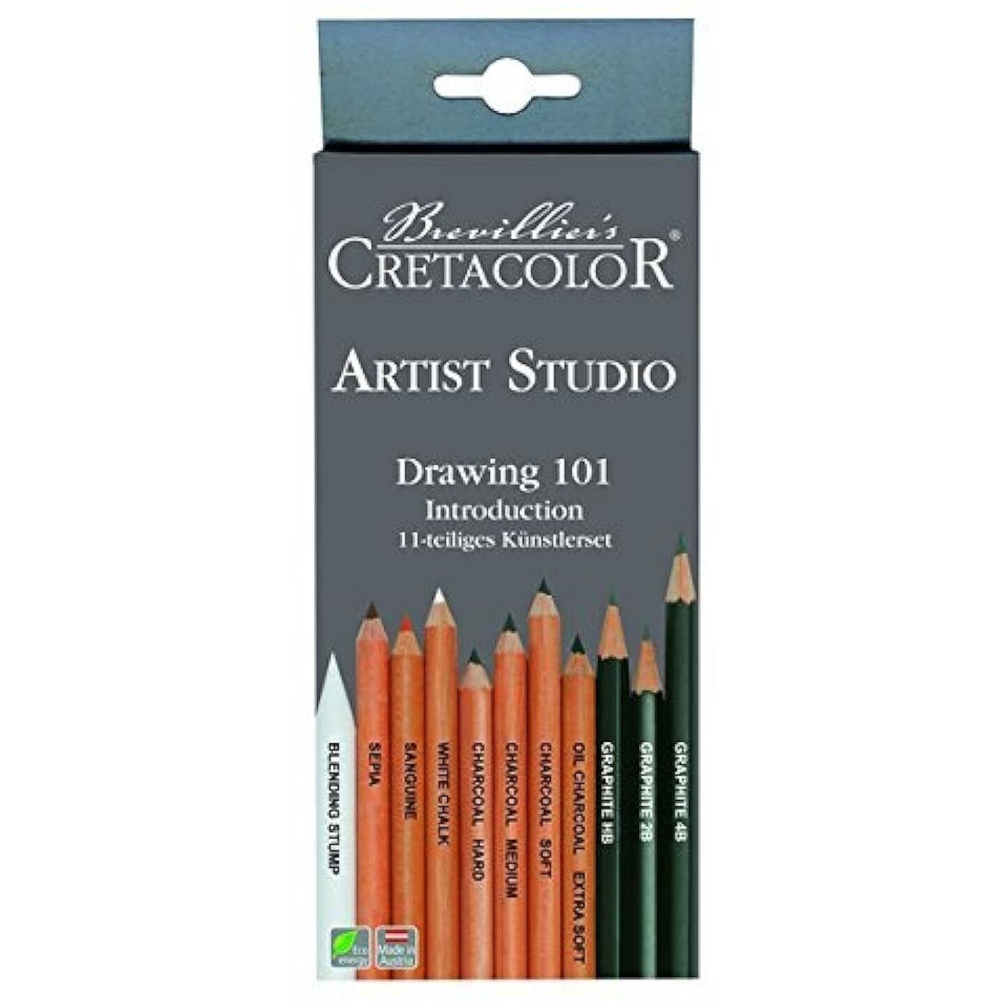 Cretacolor Artists Studio Line Drawing 101 Introduction Set Of 11 (46411),White