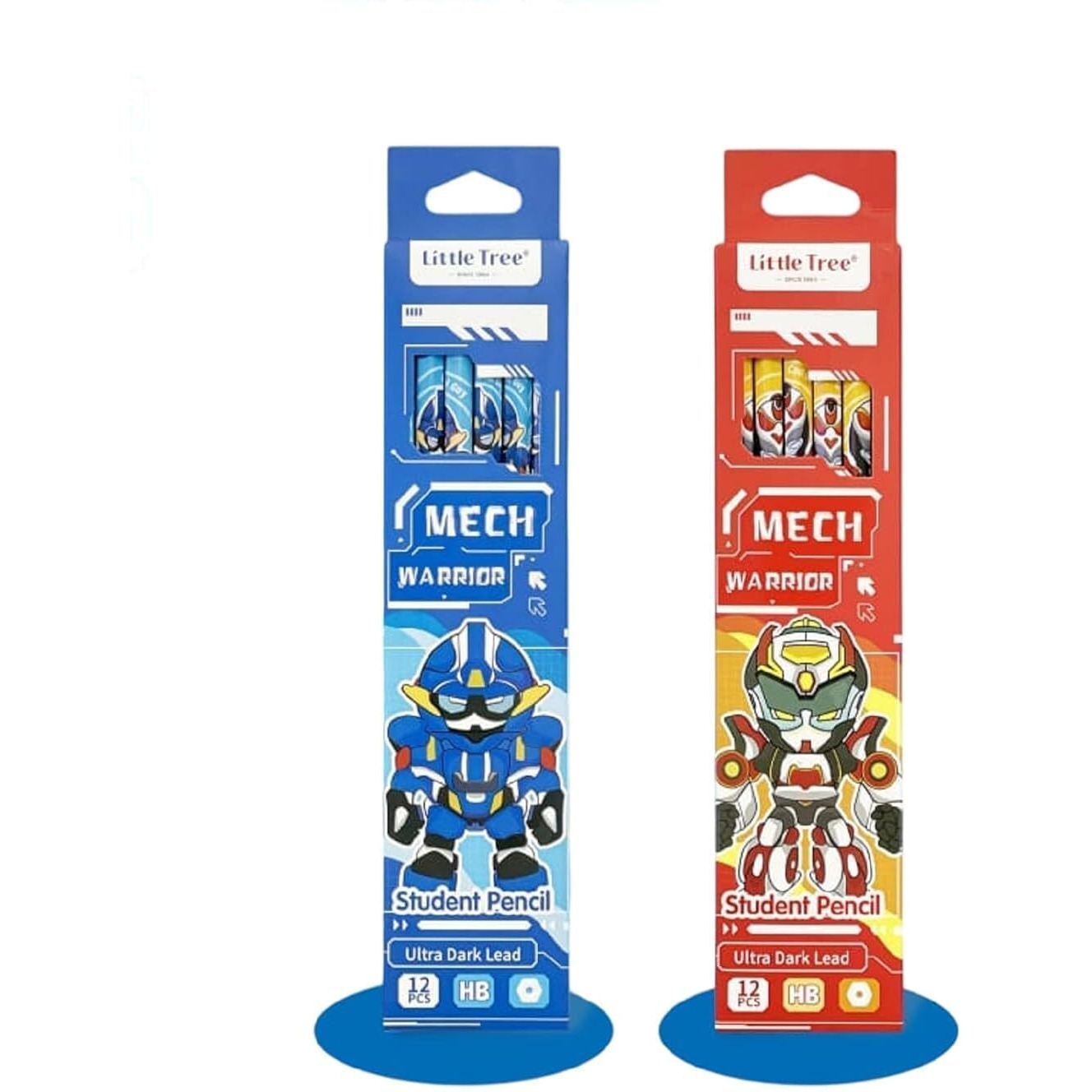 Deoxy Mech Warrior Student Hb Pencils, Ultra Dark Lead, 12 Pieces, Pack Of 2, Blue And Red