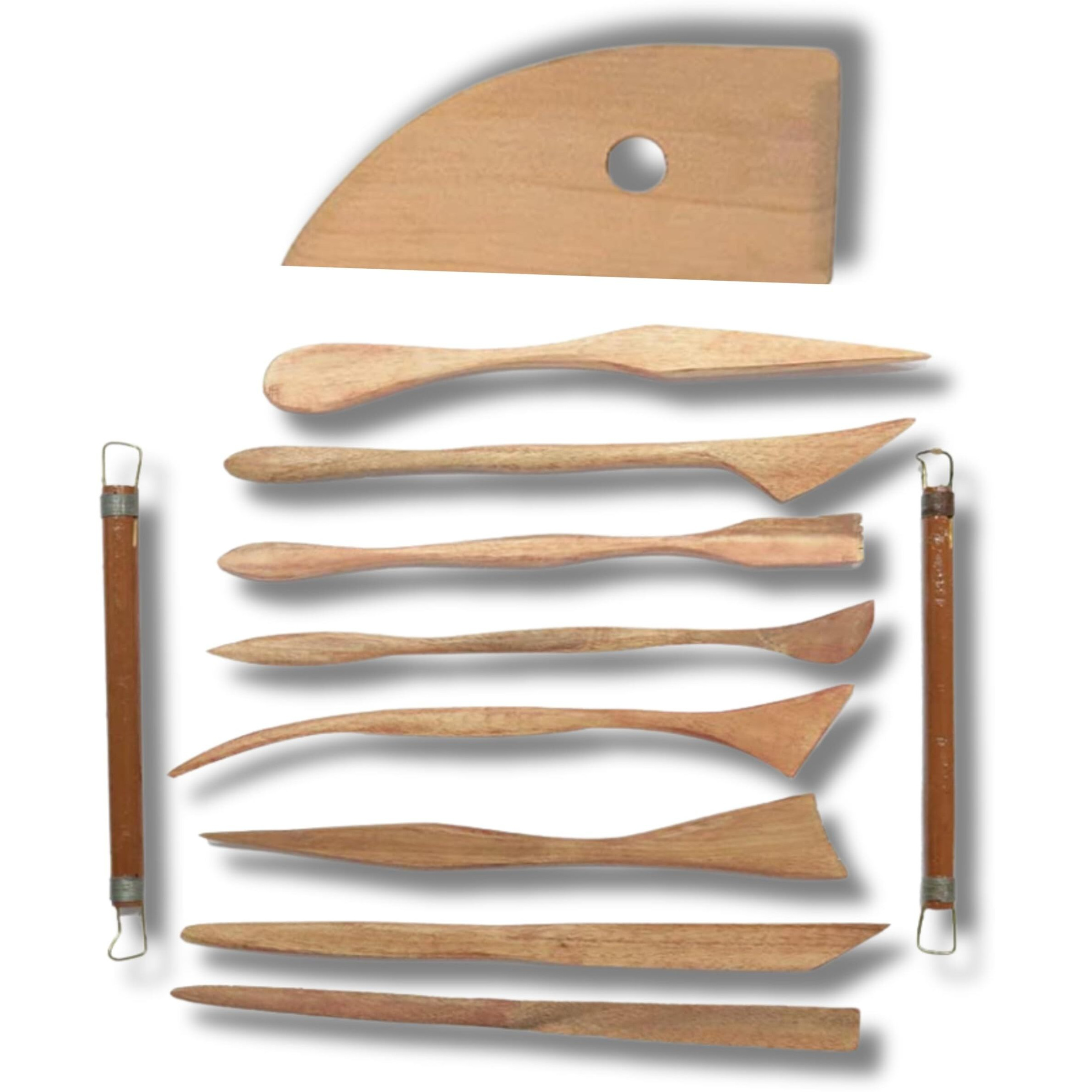 Stationerie Premium Wooden Clay Modelling Tool Set - 10+1 Double-Ended Pottery Craft Tools For Scultping, Carving, Modeling And More
