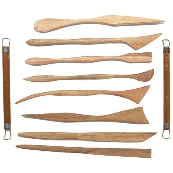 Stationerie Premium Wooden Clay Modelling Tool Set - 10+1 Double-Ended Pottery Craft Tools For Scultping, Carving, Modeling And More