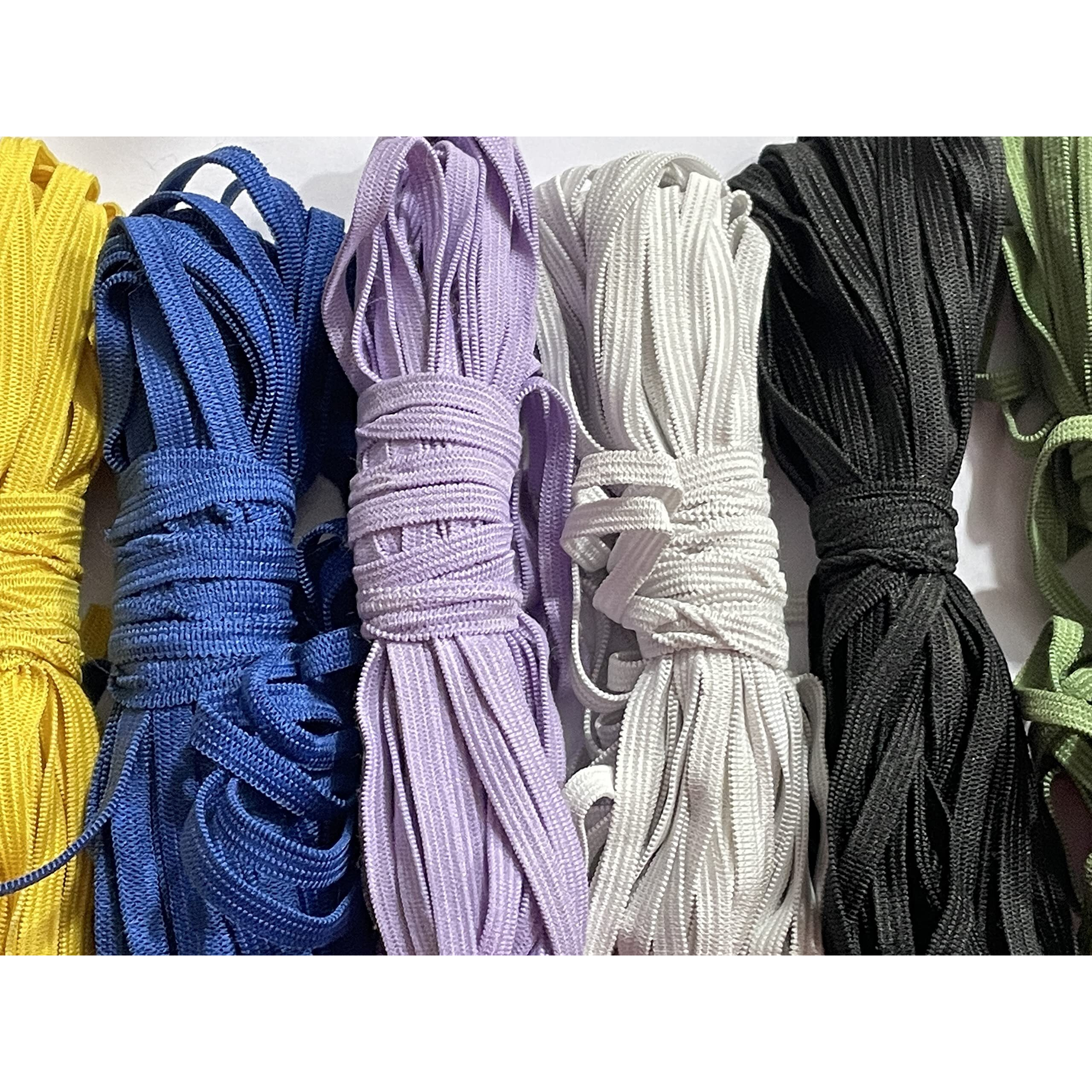 Omx Total 60 Mtr (6 Colours - 10 Mtr Each) Elastic 6Mm For Mask Making/Sewing 1/4 Inch Elastic Band Mask Rope Elastic Cord For Sewing Crafting For Adult Craft Diy,(C4)