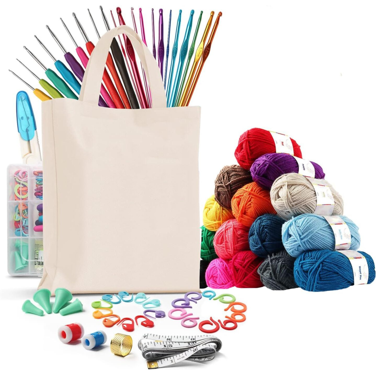 Blisso 73 Pieces Crochet Set With Yarn & Hook Kit For Beginners And Adults  Diy Crocheting Kit And Knitting Kit Complete Starter Combo For 1000S Of Crochet Projects