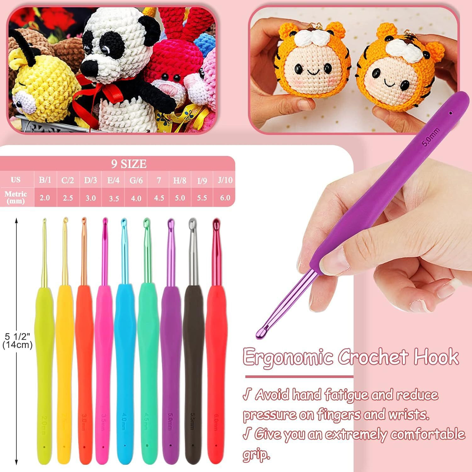 Blisso 73 Pieces Crochet Set With Yarn & Hook Kit For Beginners And Adults  Diy Crocheting Kit And Knitting Kit Complete Starter Combo For 1000S Of Crochet Projects