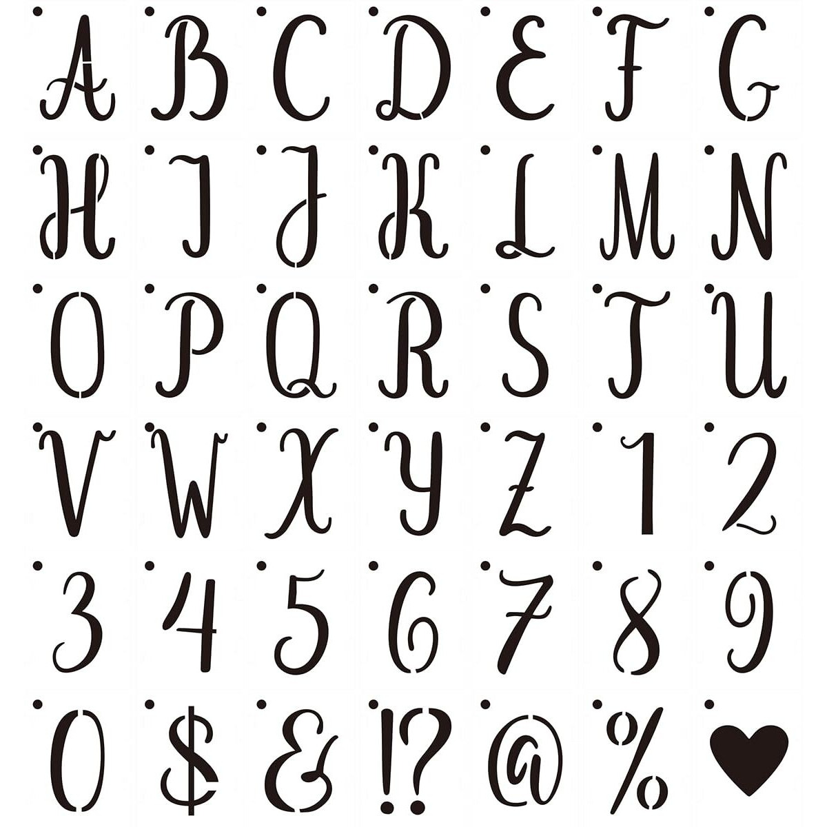 Hasthip Alphabet Letter Stencils, 42Pcs Reusable Plastic Letter Number Symbol Interlocking Drawing Template Kit For Painting On Wood, Wall, Fabric, Rock, Signage, Door Porch