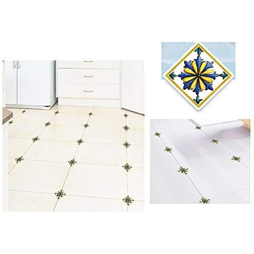 Jaamso Royals Blue Mosaic Tiles Sticker Floor Sticker For Kitchen Bathroom Self-Adhesive Pvc Waterproof Wall Sticker(30 Cm X 45 Cm)