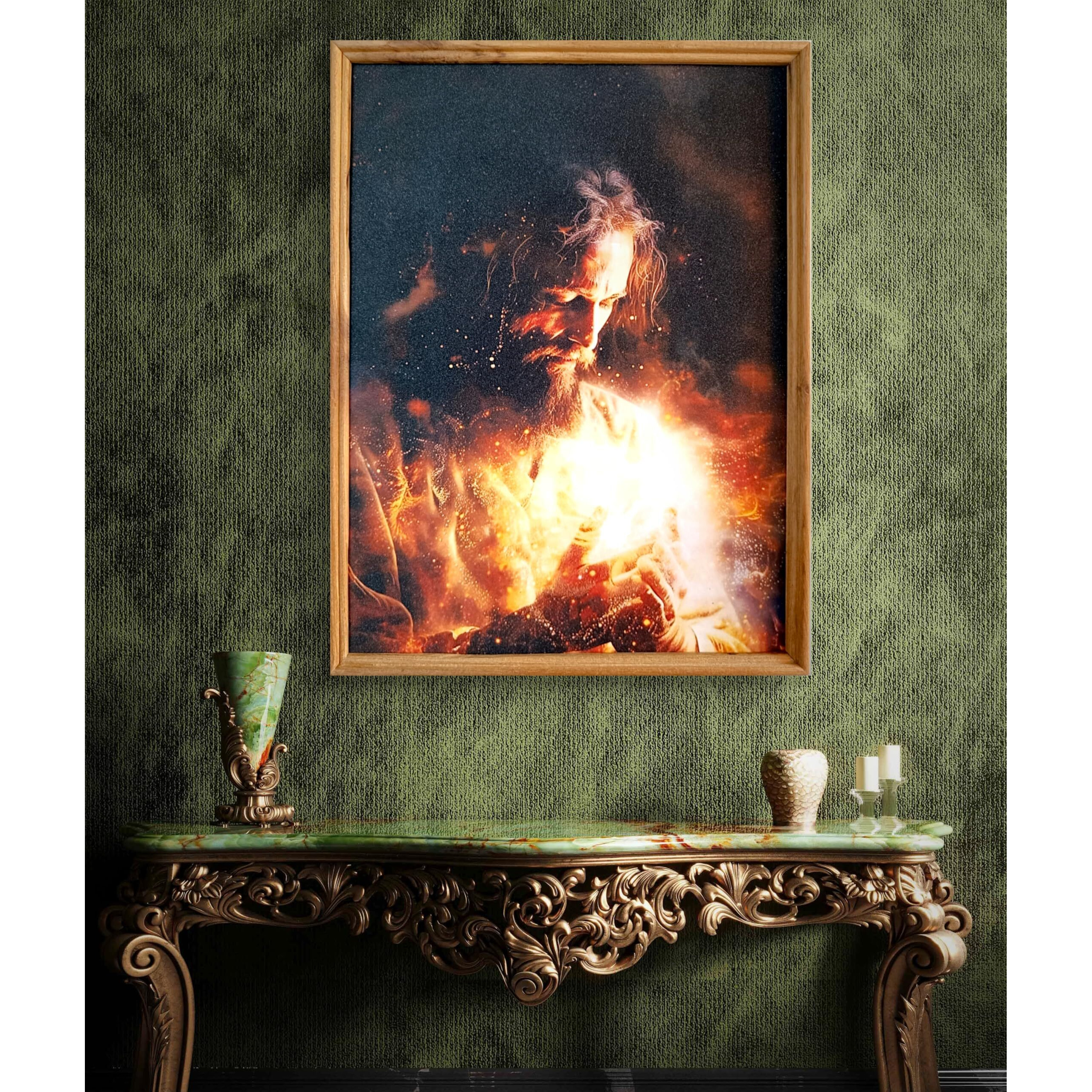 Elegance Good Shepherd Jesus Christ Painting Picture Photo Frame Christian Art Painting Size- 12.75 Width X 16.75 Height Inch