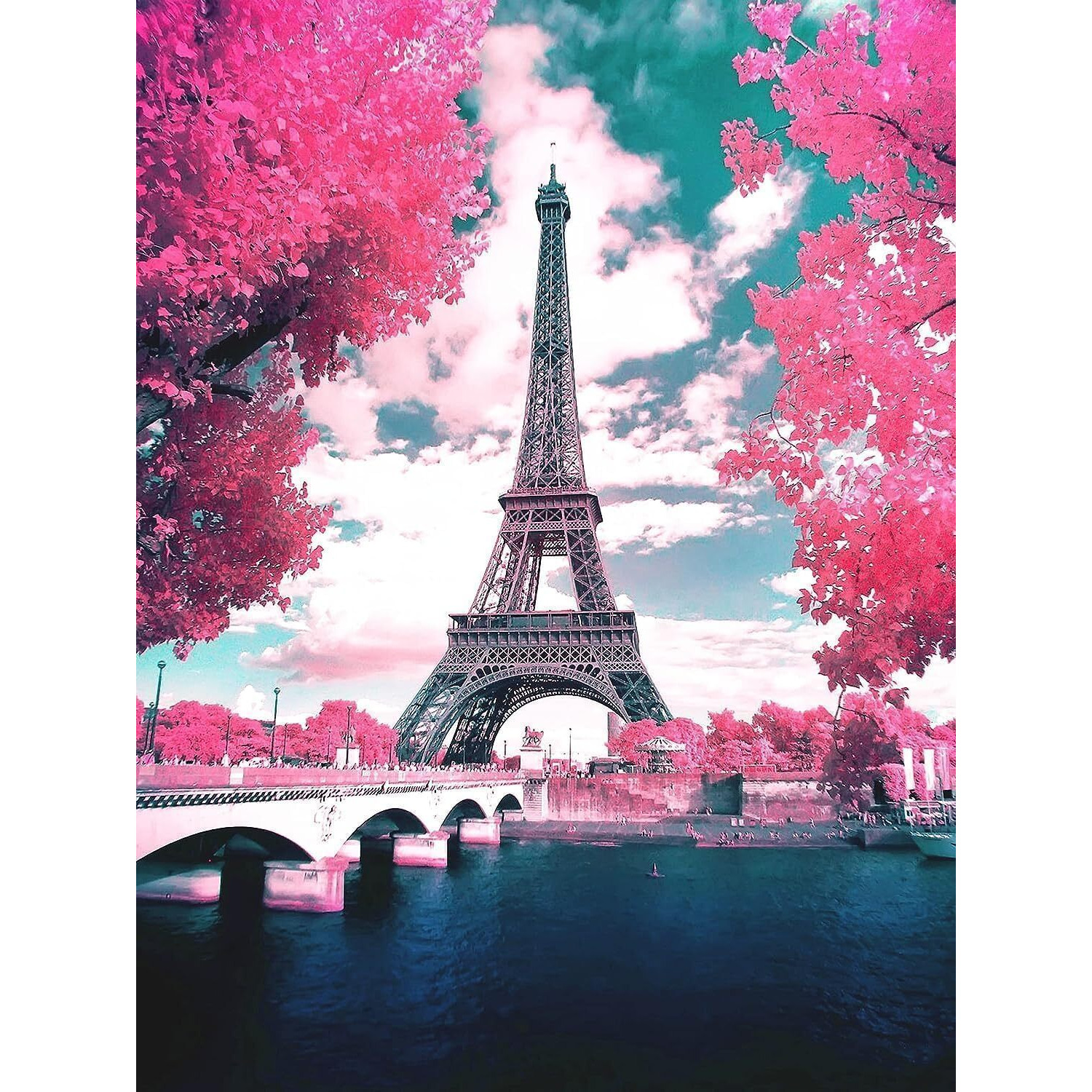 Lanloy Diamond Painting Kit, 12X16 Inch White Tree Of Life Diamond Painting, 5D Diamond Painting Kit For Home Leisure (Eiffel Tower)