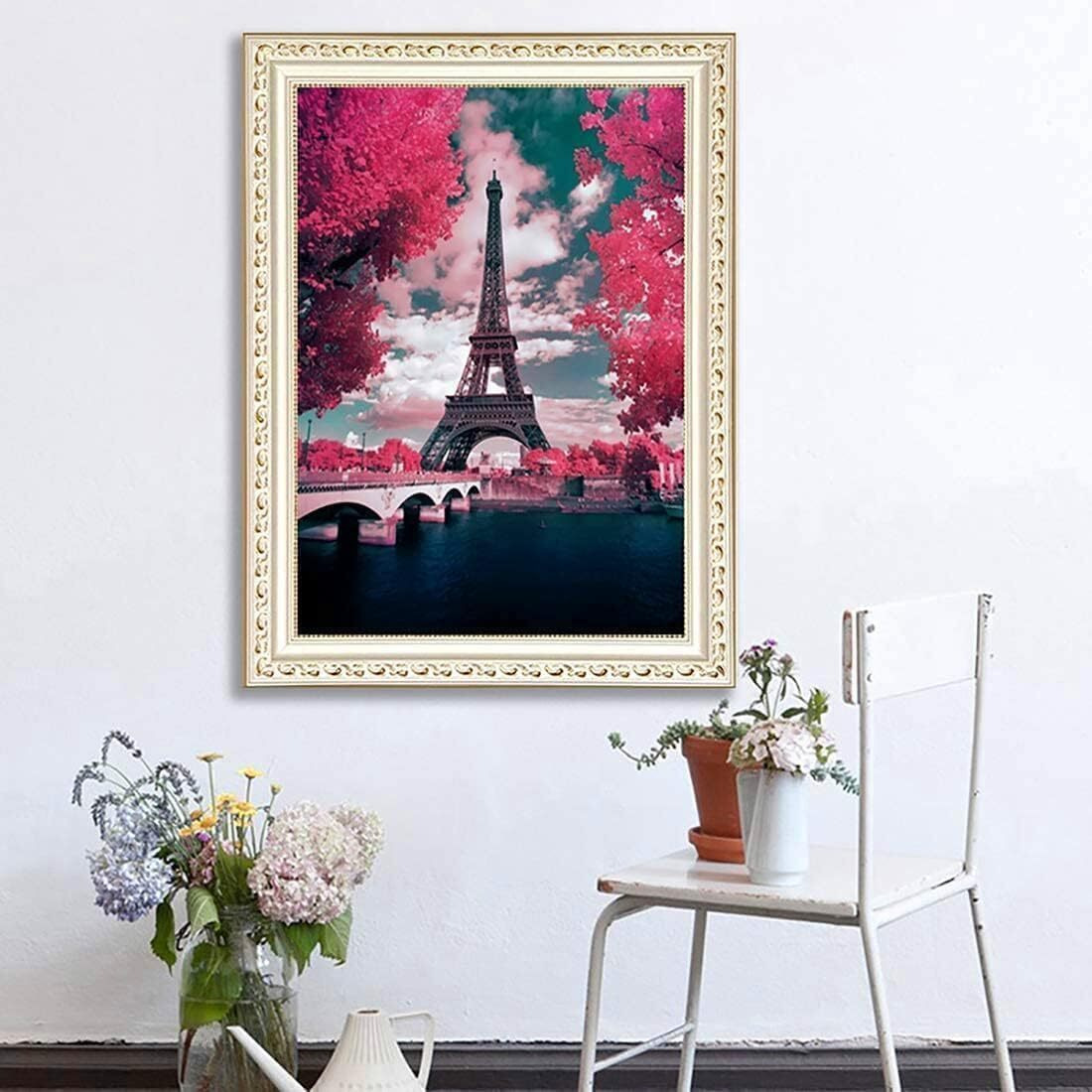 Lanloy Diamond Painting Kit, 12X16 Inch White Tree Of Life Diamond Painting, 5D Diamond Painting Kit For Home Leisure (Eiffel Tower)