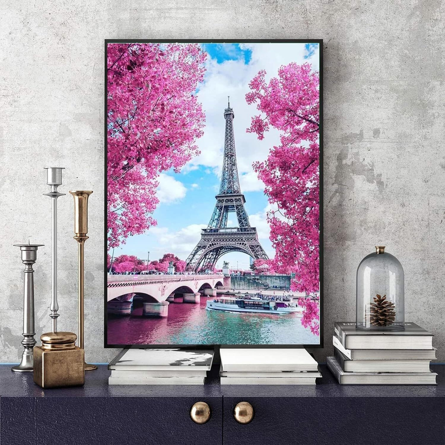 Lanloy Diamond Painting Kit, 12X16 Inch White Tree Of Life Diamond Painting, 5D Diamond Painting Kit For Home Leisure (Eiffel Tower)