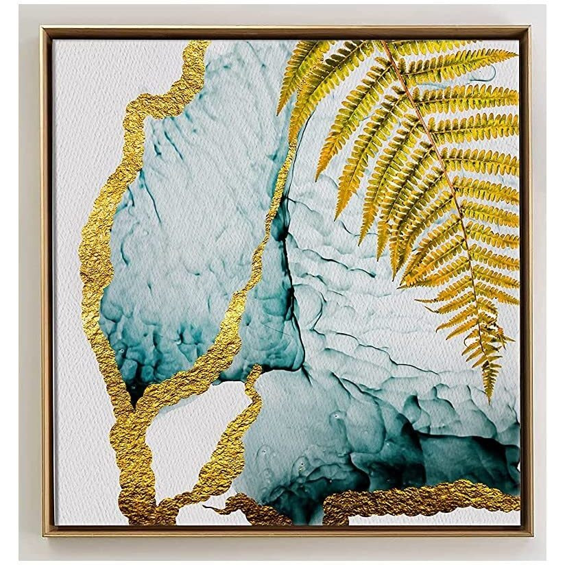 Printelligent Luxury Wall Art Golden Floating Frame Canvas Leev Art Painting For Living Room Bedroom (18 X 18 Inch) D (B)