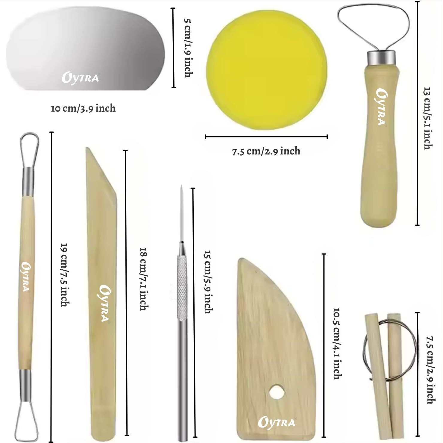 Oytra Pottery Sculpting Tools 8 Pcs/Set Steel Modeling Wooden Handle Tool For Clay Ceramic Dough Carving Shaping Terracotta Art And Craft For Beginners Artists Professionals Hobbiysts