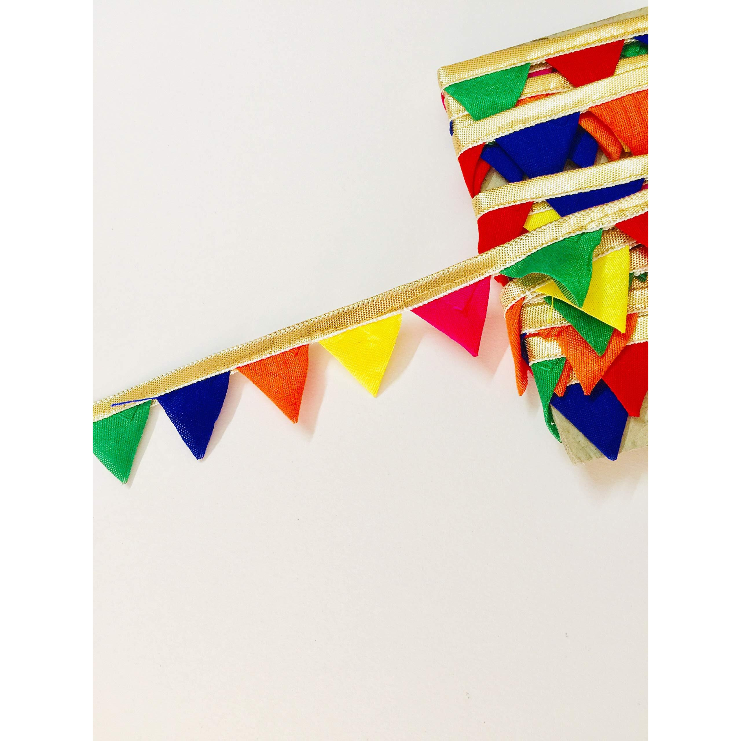 Eerafashionicing Triangle Multicolour Ladhak Lace Border For Decor Dresses 3Cm Width 9 Meter In Length