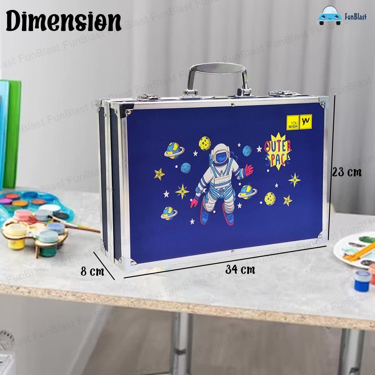 Funblast Artist Colour Set - Space Theme Color Box With Multiple Coloring Kit, Professional Drawing Color Pencils, Oil Pastel, Sketches, Water Colors And Acrylic Paint Brush For Art Craft (Space)