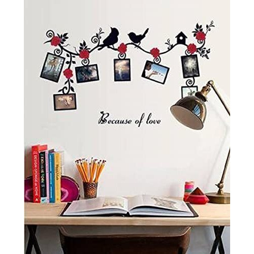 Jaamso Royals 'New Creative Flowers And Birds Photo Frame' Wall Sticker (Vinyl, 46 Cm X 5.1 Cm X 5.1 Cm)