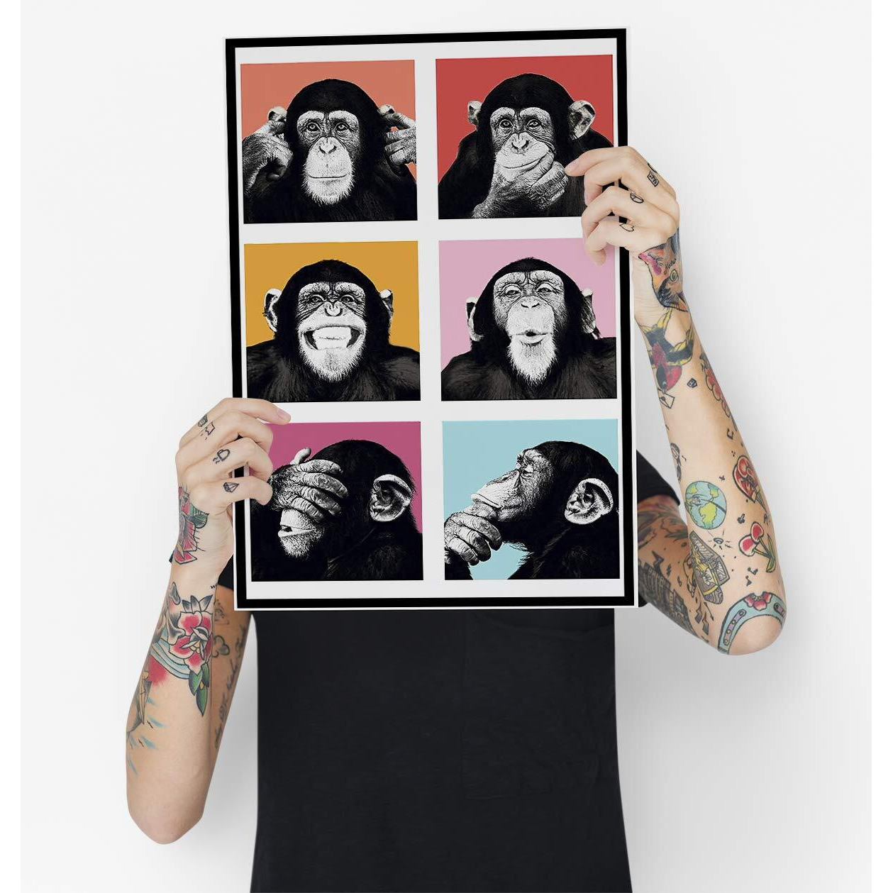 Printnet Chimps Funny Poster For Wall Decor (Laminated, 12X18 Inch, Multicolour)