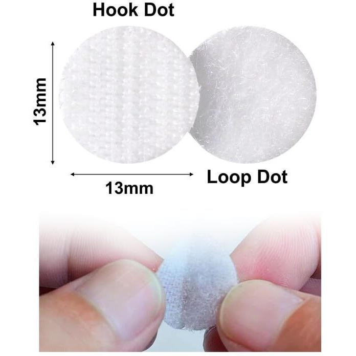 Townbus - Pack Of 50 Pairs | 13 Mm Self Adhesive Hook And Loop Pair Of Velcro Sticky Dots | Stickers For Arts And Crafts, Diy | White