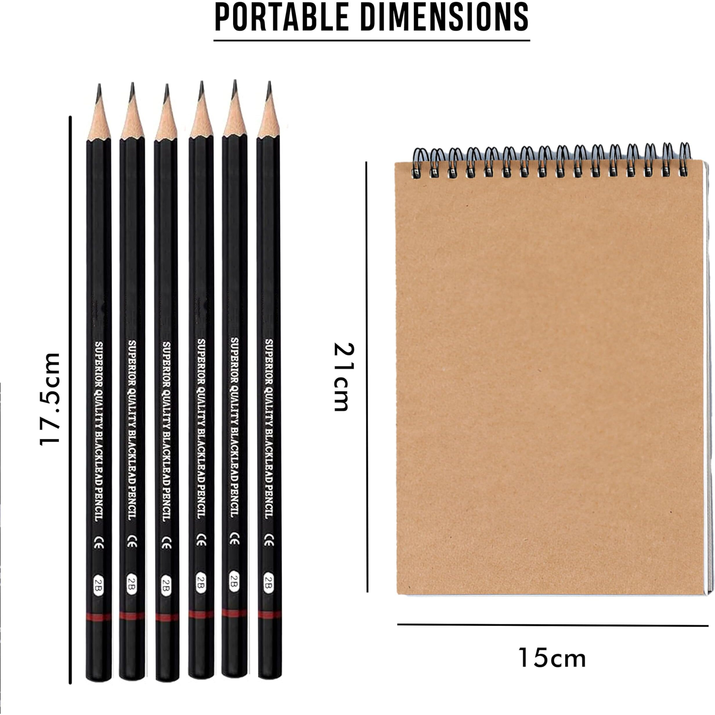 Dakos Professional Sketch Pencil Set Of 13 Pieces, Drawing Supplies, Drawing Art Pencils Kit For Artists, With A5 Paper Sketch Book
