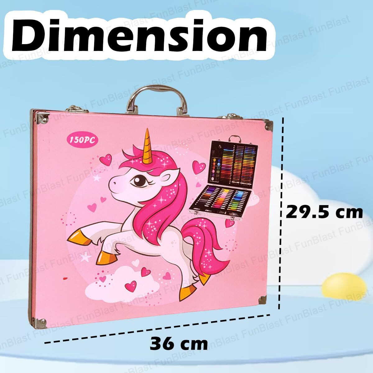 Funblast Artist Colour Set - Unicorn Color Box, Multiple Coloring Kit, Professional Drawing Color Pencils, Oil Pastel, Sketches, Water Colors And Acrylic Paint Brush (Color Of Box May Vary)