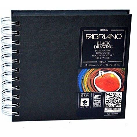 Fabriano Black Drawing Book Spiral Bound Squared 15X15 Cm