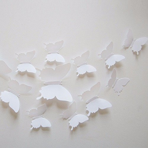 Jaamso Royals White 3D Butterflies Wall Sticker Pack Of 12 Butterflies Piece (13 Cm X 15 Cm, 3D Butterflies Craft)