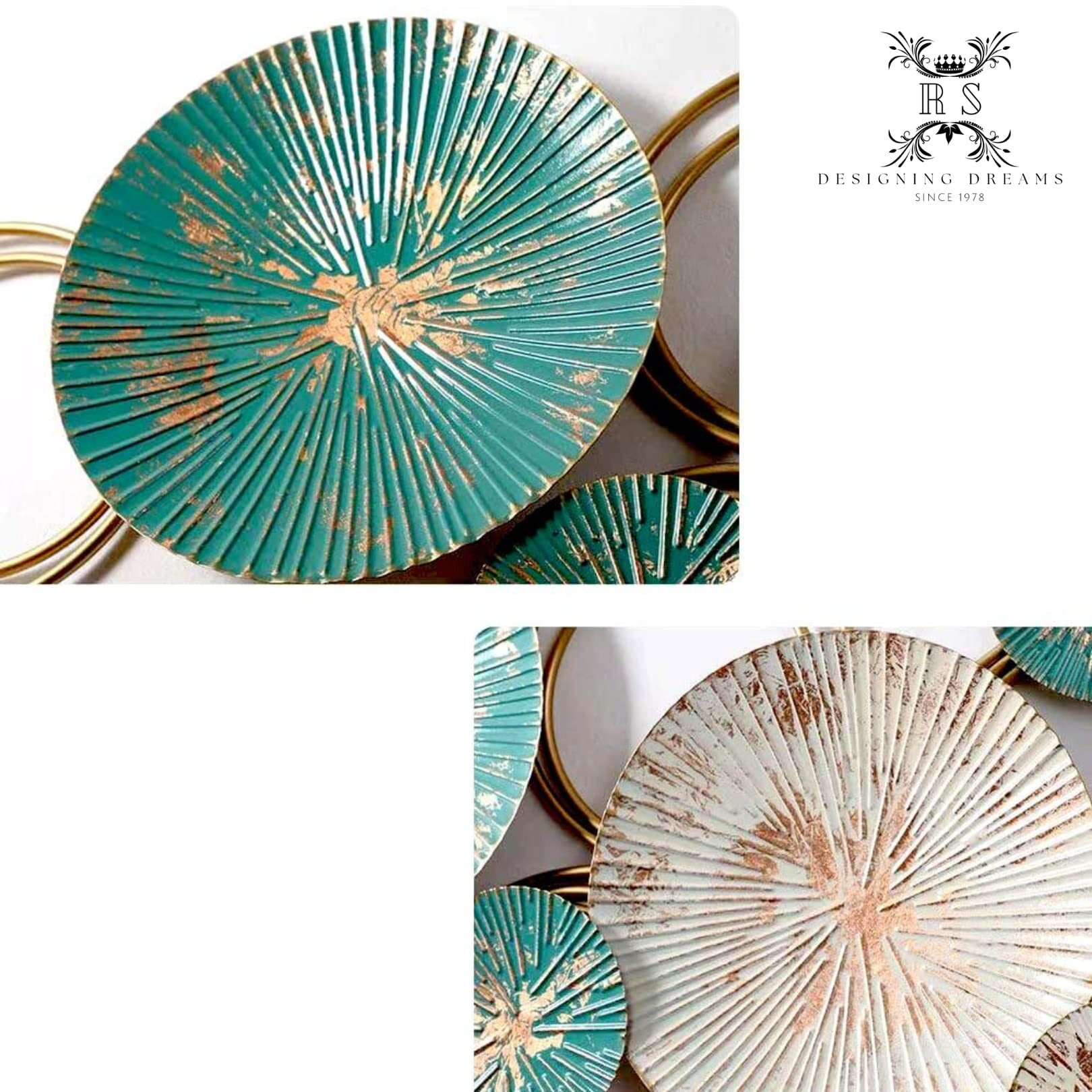 Rizik Store Metal Abstract Figures Handcrafted Wall Sculpture Wall Art Multicolor For Home Decoration, Living Room, Drwaing Room & Bedroom (Pack Of 1) (Green, Metal)