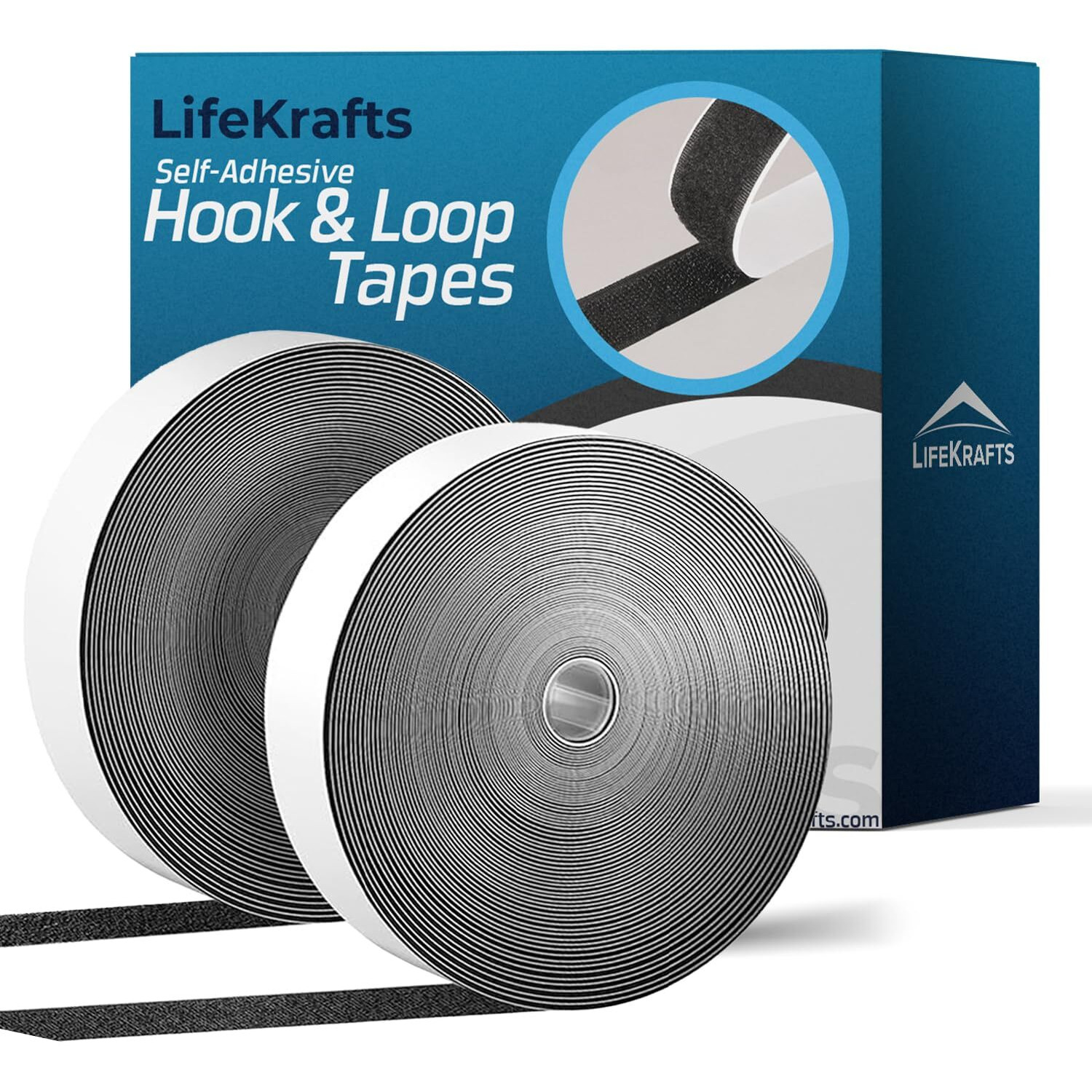 Lifekrafts Self Adhesive Hook Tape & Self Adhesive Loop Tape For Stationary, Pictures, Tools, Household Purposes, Schools And Office (5M*25Mm Hook & Loop Tape, Black Color)