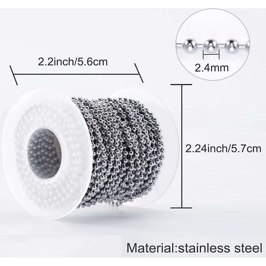 Diy Crafts 100 Connector 5 Mtr Chain, Nickel Silver, Ball Chain Number Stainless Steel Ball Chain Ball Chain Necklace - 2.4 Mm In Diameter Of (100 Connector 5 Mtr Chain, Nickel Silver)