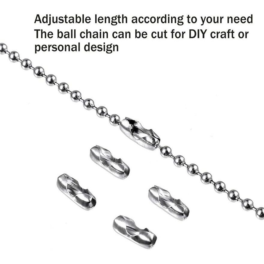 Diy Crafts 100 Connector 5 Mtr Chain, Nickel Silver, Ball Chain Number Stainless Steel Ball Chain Ball Chain Necklace - 2.4 Mm In Diameter Of (100 Connector 5 Mtr Chain, Nickel Silver)