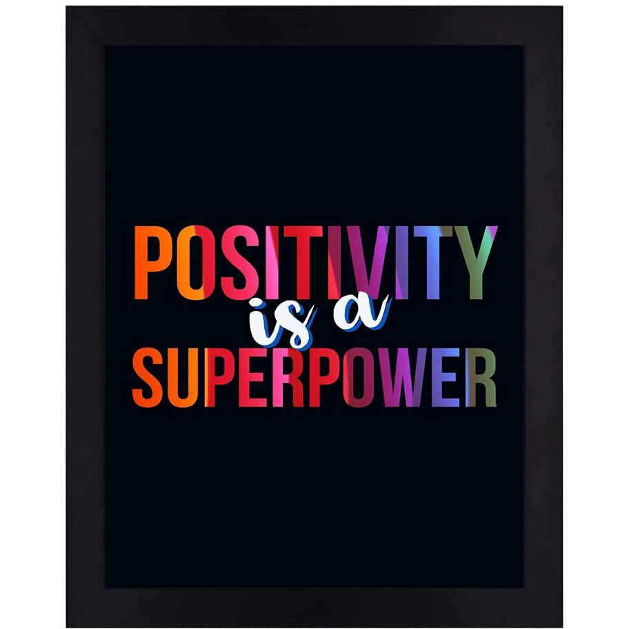 Interio Crafts Motivational Wall Decor Poster Frame - Positivity Is A Superpower - Frame Size 13&quotX10" Inches,Synthetic Wood