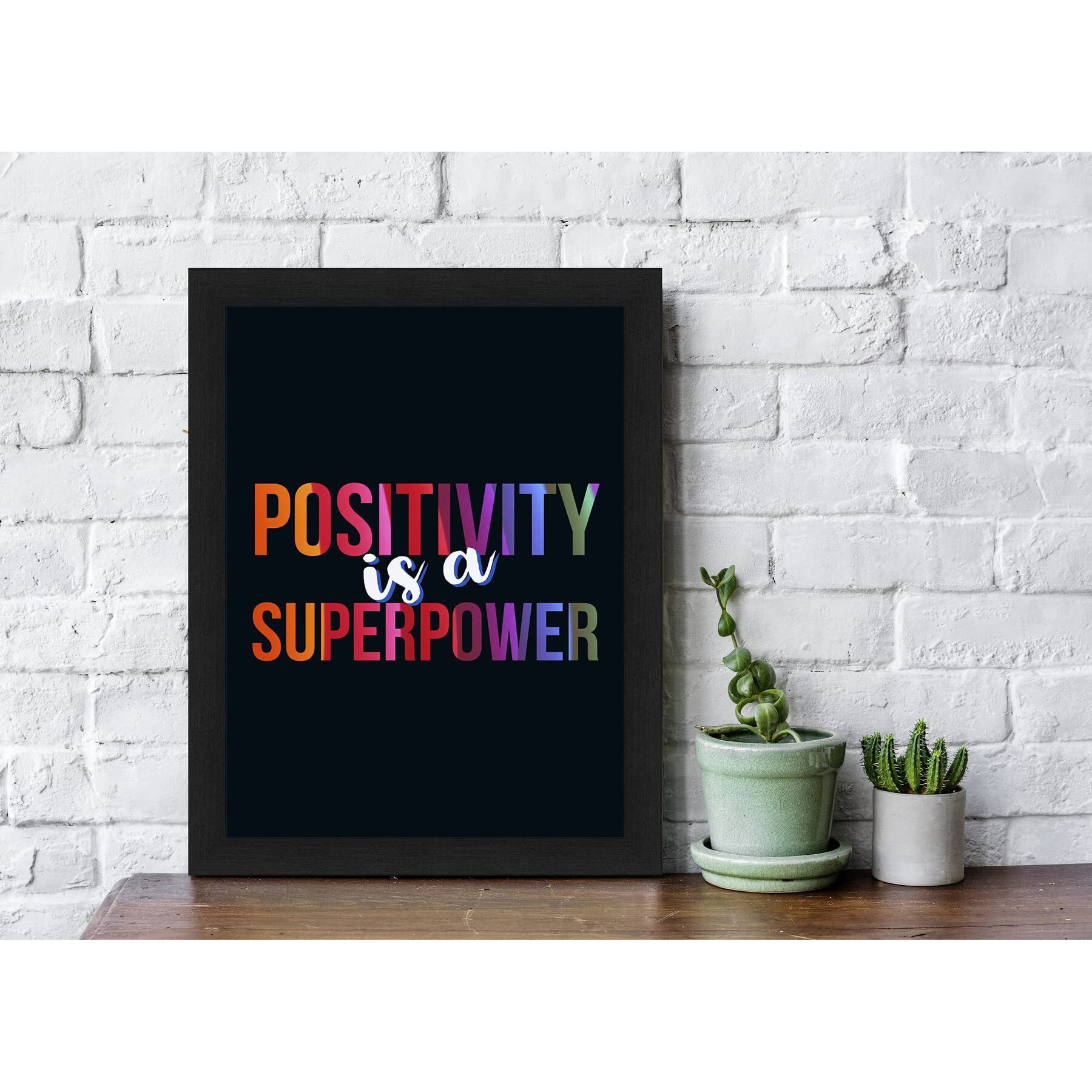 Interio Crafts Motivational Wall Decor Poster Frame - Positivity Is A Superpower - Frame Size 13&quotX10" Inches,Synthetic Wood