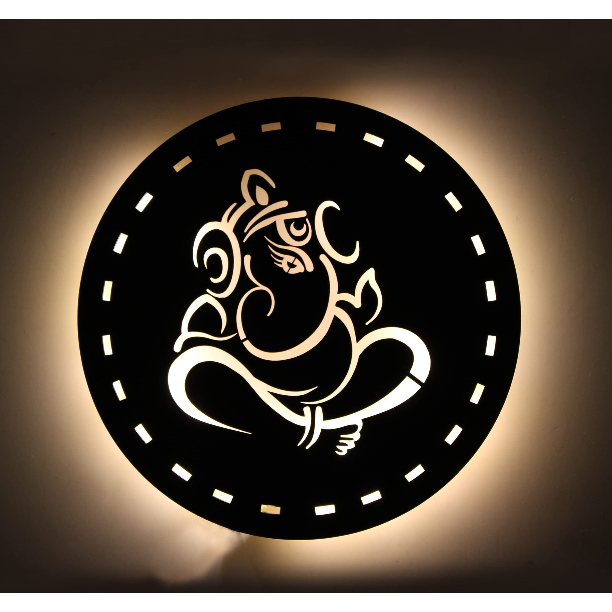 Vah- Kya Bat Hai  Wooden Ganesh Design Wall Art Dcor Wall Hanging Lamp For Living Room, Bedroom, Home Dcor, Office Dcor (Black)