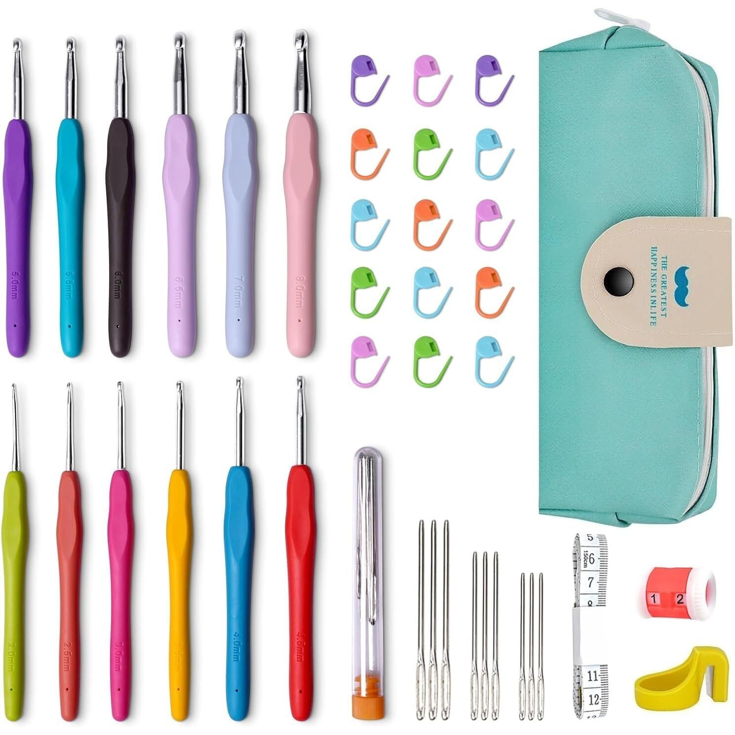 Lupinez 41Pcs Crochet Kit Set | 12 Size Crochet Hooks Set | Ergonomic Soft Grip Crochet Hooks | Large Crochet Needle With Storage Case | Crochet Needles Knitting Kit | Crochet Needle Kit For Beginners