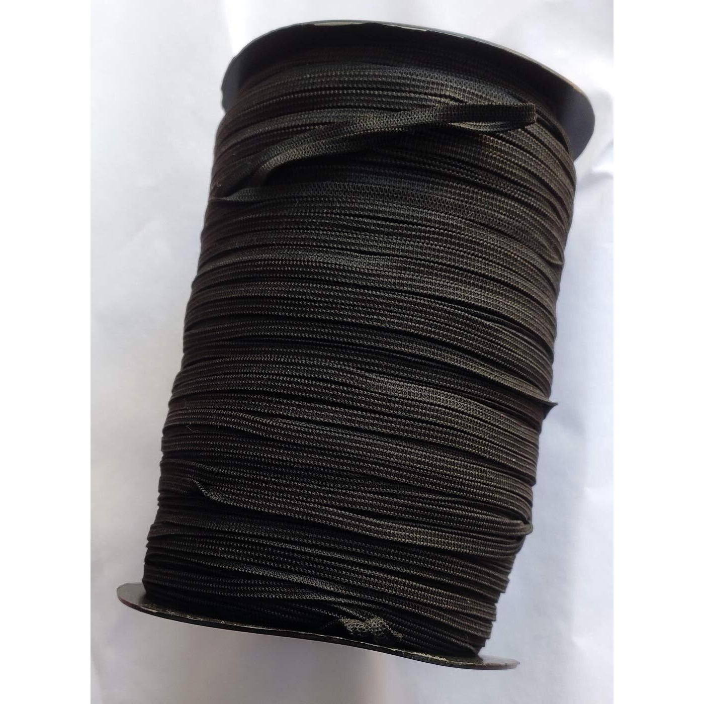 Omx Black Color Polyester Flat Braided Elastic Cord Band (300 Meters,) For Mask, Sewing, Crafts | Knit Sewing Crafts Diy Earloop For Mask Bent And Other Projects (Black, 3.5 Mm) C-3 Elastic