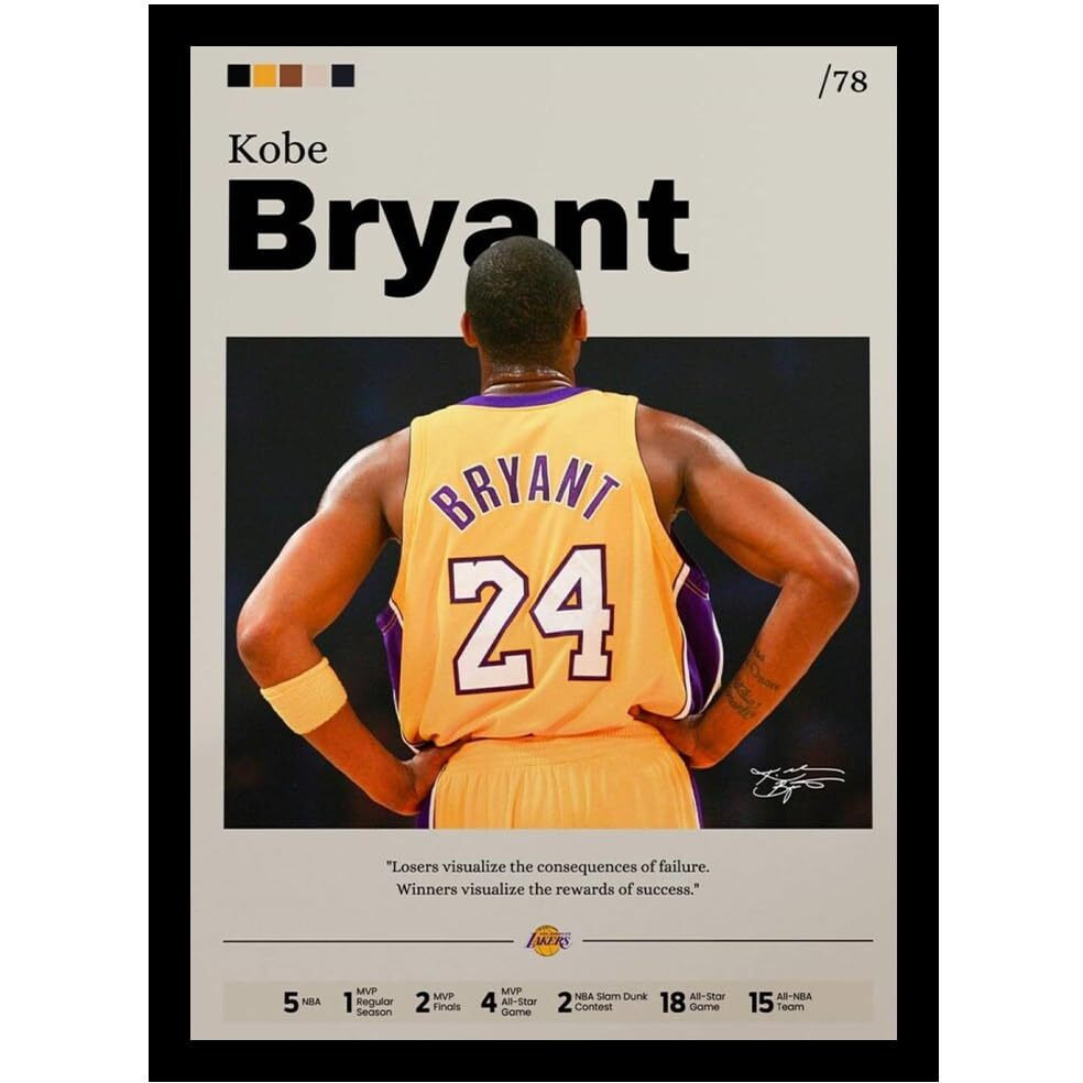 Blinkart Kobe Bryant Nba Basketball Player Synthetic Wood Photo Framed Wall Hanging Poster For Room & Office Bedroom Living Boys And Girl Room Home Wall Hanging(13 * 10 Inches)