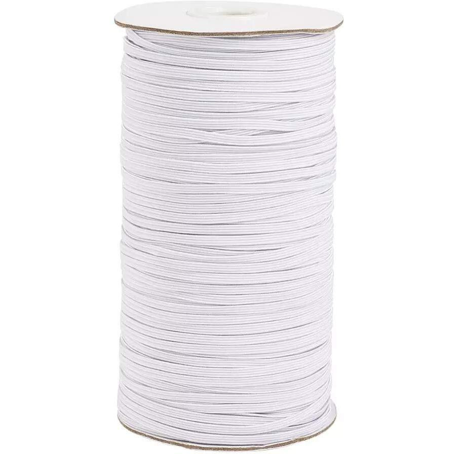 Omx White Color Polyester Flat Braided Elastic Cord Band (10 Meters, 3.5 Mm) For Mask, Sewing, Crafts | Knit Sewing Crafts Diy Earloop For Mask Bent And Other Projects