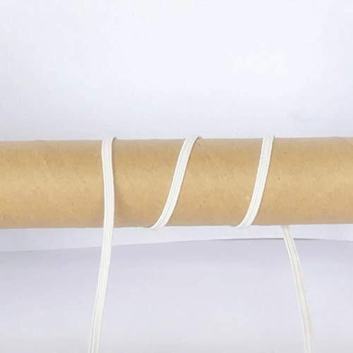 Omx White Color Polyester Flat Braided Elastic Cord Band (10 Meters, 3.5 Mm) For Mask, Sewing, Crafts | Knit Sewing Crafts Diy Earloop For Mask Bent And Other Projects