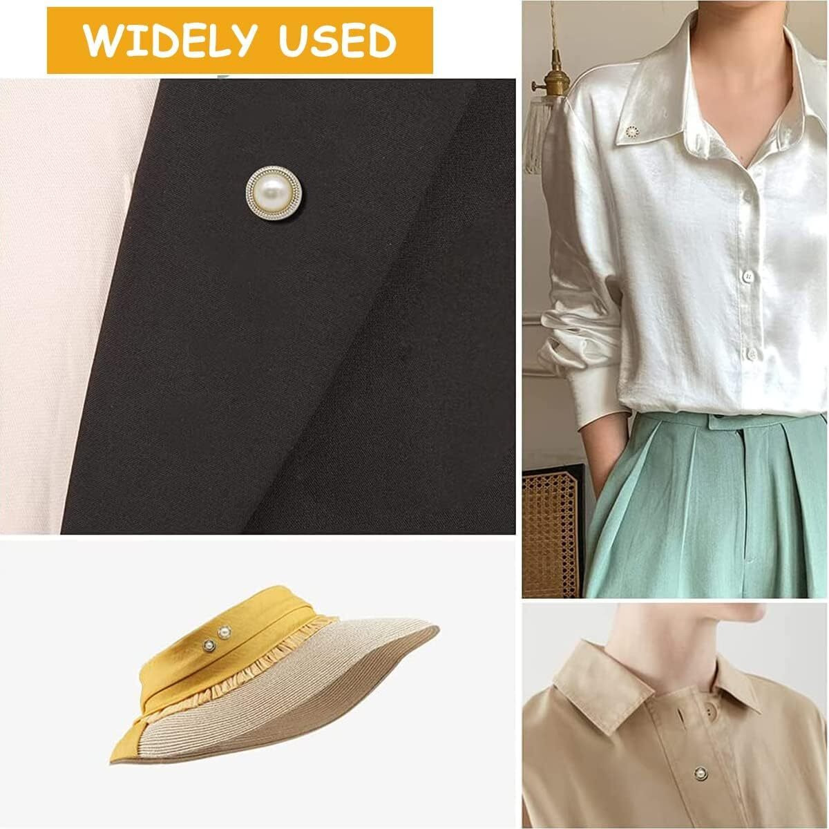Dibeji Advance 30Pcs Pearl Buttons Brooch Buttons Cover Up Brooch Pins Mini Safety Shirt Buttons For Cardigan Saree Dress Hats, No Sew & Removable Multi Design