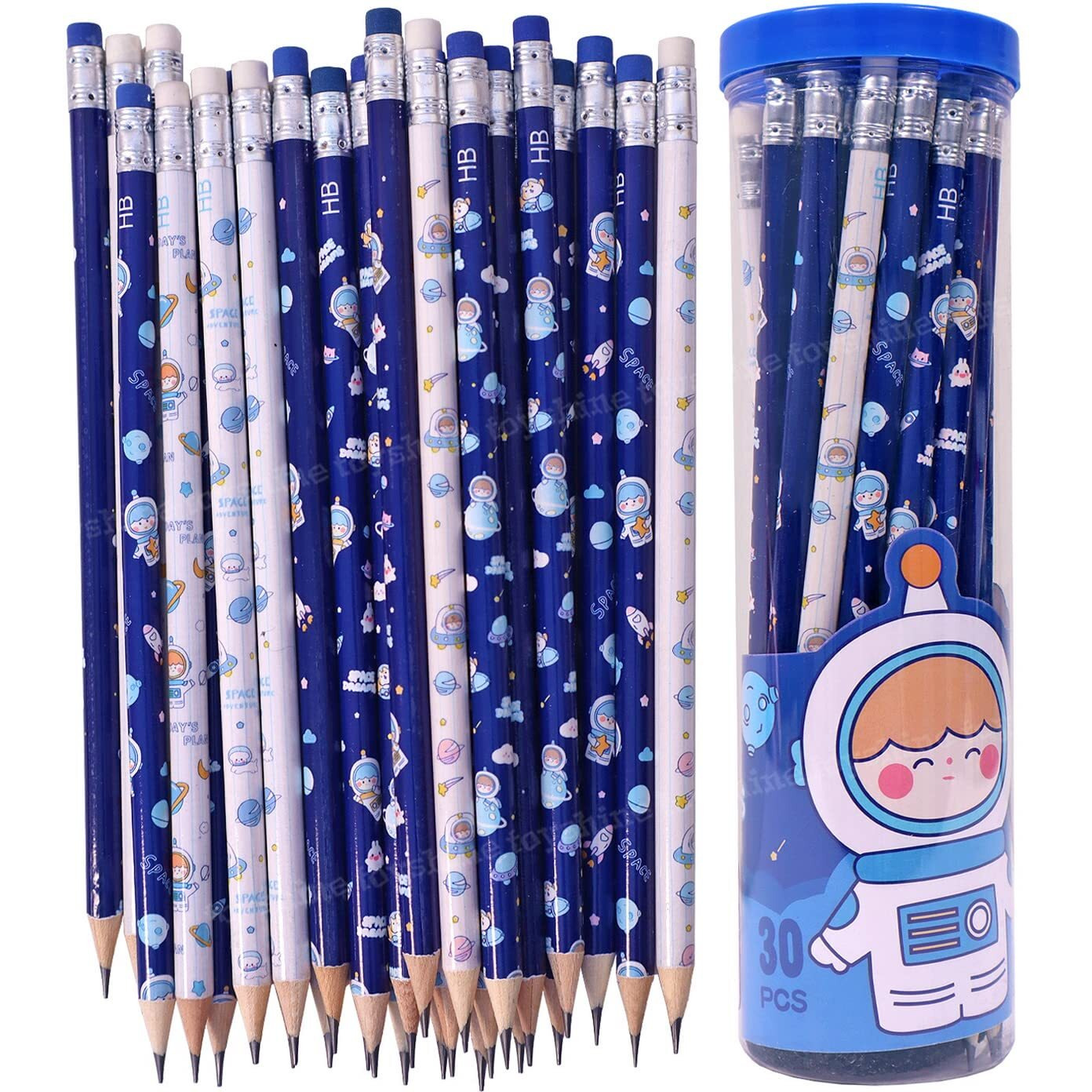 Toyshine Pack Of 30 Pencils Thick Strong Grip Pencils, Suitable For School, Kids Art Drawing Drafting Sketching Shading - Space Blue
