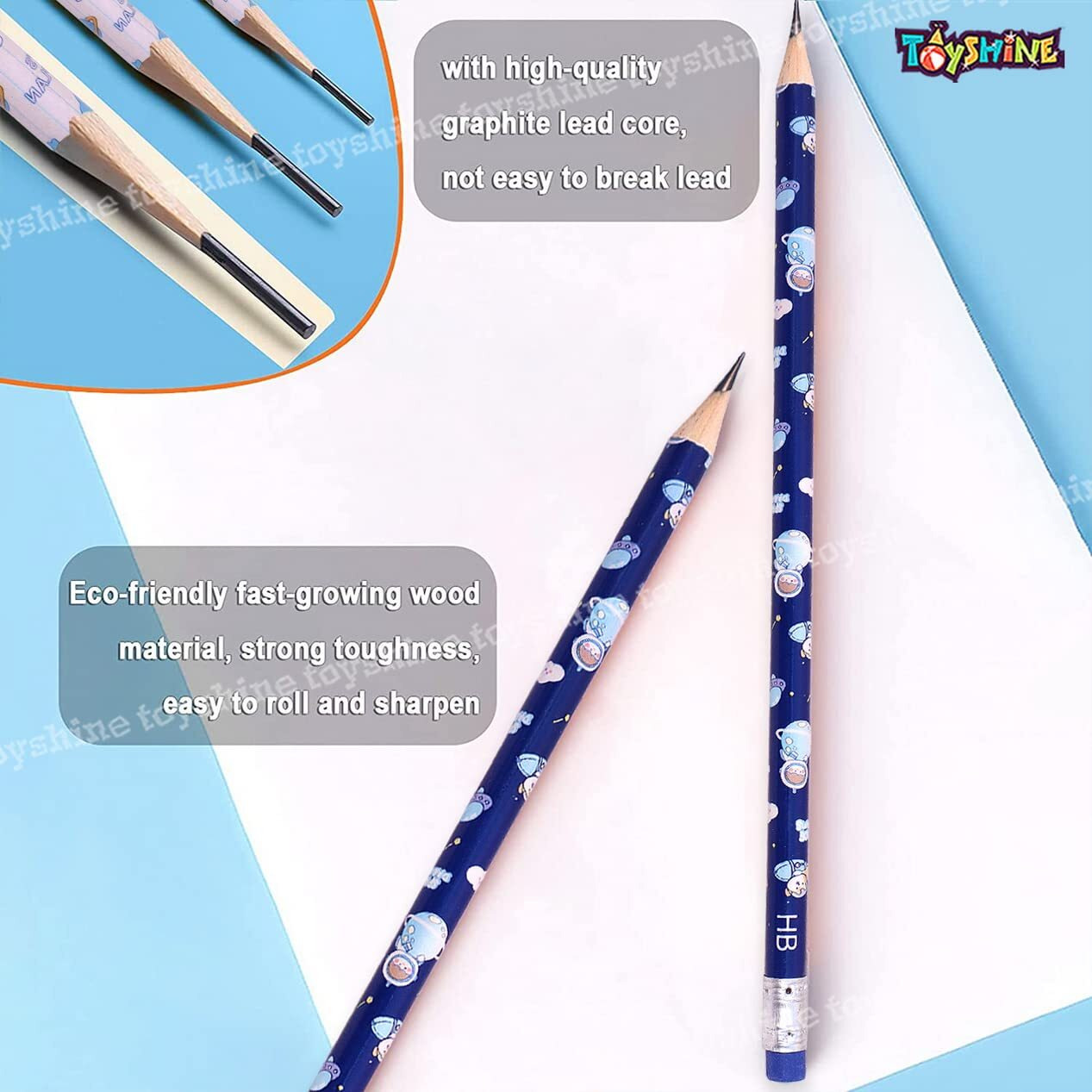 Toyshine Pack Of 30 Pencils Thick Strong Grip Pencils, Suitable For School, Kids Art Drawing Drafting Sketching Shading - Space Blue