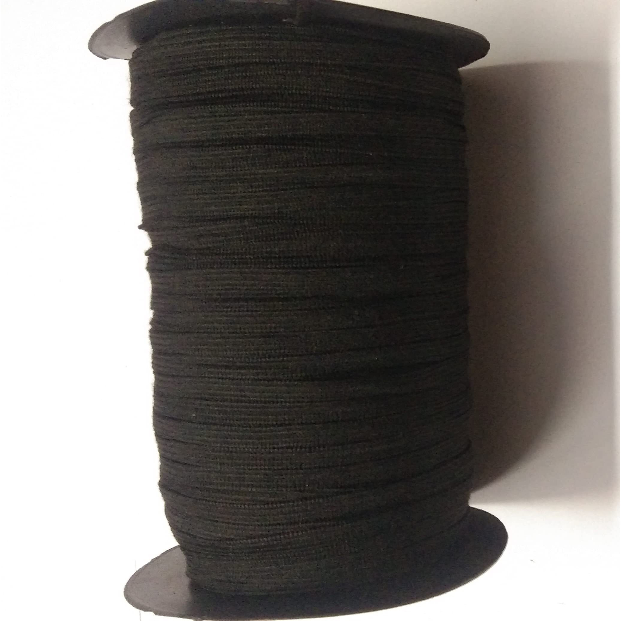Omx C4 Black Color Polyester Flat Braided Elastic Cord Band (100 Meters, 6Mm) For Mask, Sewing, Crafts | Knit Sewing Crafts Diy Earloop For Mask Bent And Other Projects
