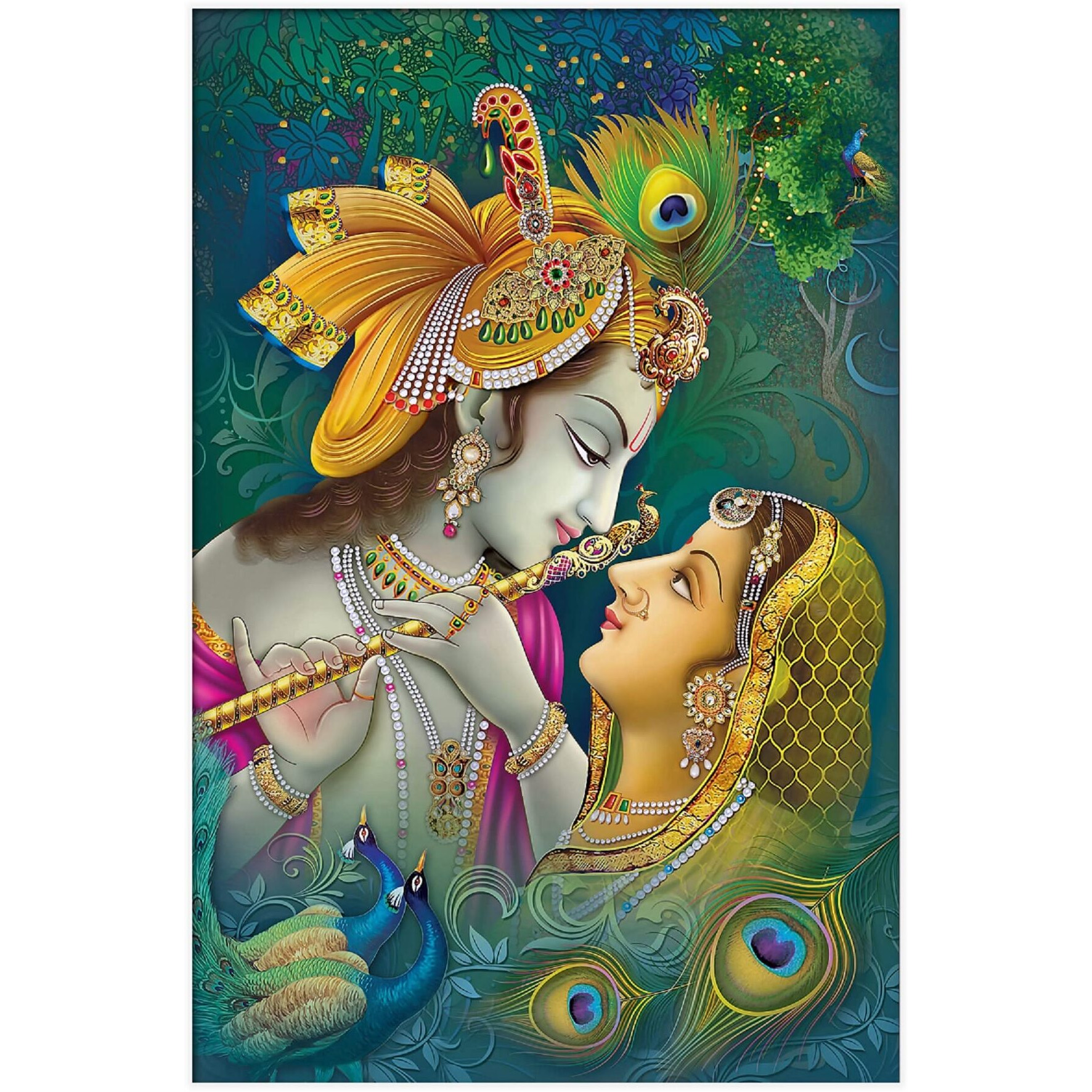 Printnet Lord Radha Krishna Wall Poster | Hd God Poster For Room Office Gym, Multicolour, 12 X 18 Inch