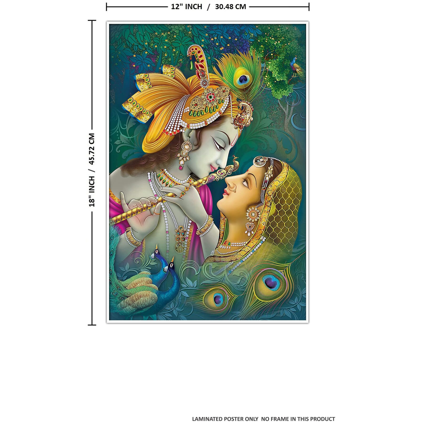 Printnet Lord Radha Krishna Wall Poster | Hd God Poster For Room Office Gym, Multicolour, 12 X 18 Inch