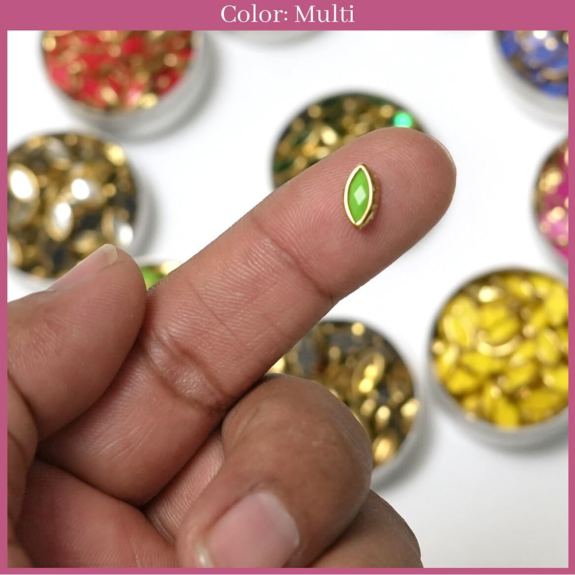 Embroiderymaterial Glass & Resin Flat Glue On Kundan Stones Beads For Craft, Jewellery Making, Bangles Work, Maggam Work Material, Stones For Embroidery Work, Aari Work (500 Pieces, 50 Piece Of Each)