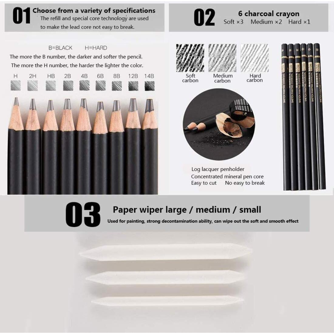 Ondesk Artics Artists' Drawing & Sketching Graphite Pencil Linen Bag Set | Perfect For Artists', Professionals & Artists | Ideal For Sketching, Painting, Drawing & Shading | Multicolor, Pack Of 30